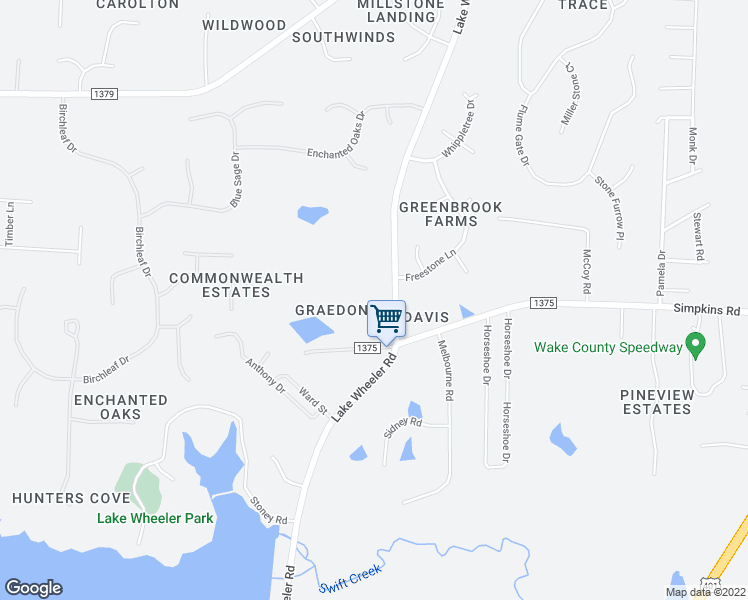 map of restaurants, bars, coffee shops, grocery stores, and more near 1200 Graedon Drive in Raleigh