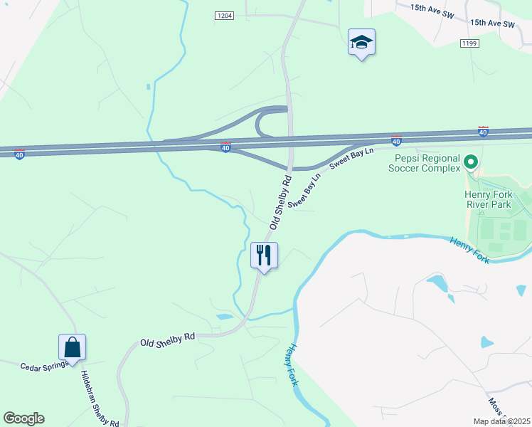 map of restaurants, bars, coffee shops, grocery stores, and more near 2618 Tico Road in Hickory