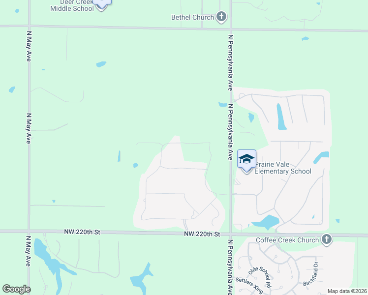 map of restaurants, bars, coffee shops, grocery stores, and more near 22701 North Pennsylvania Avenue in Edmond