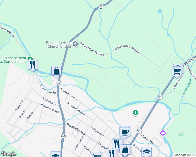 map of restaurants, bars, coffee shops, grocery stores, and more near 976 Sandtown Road in Spring City