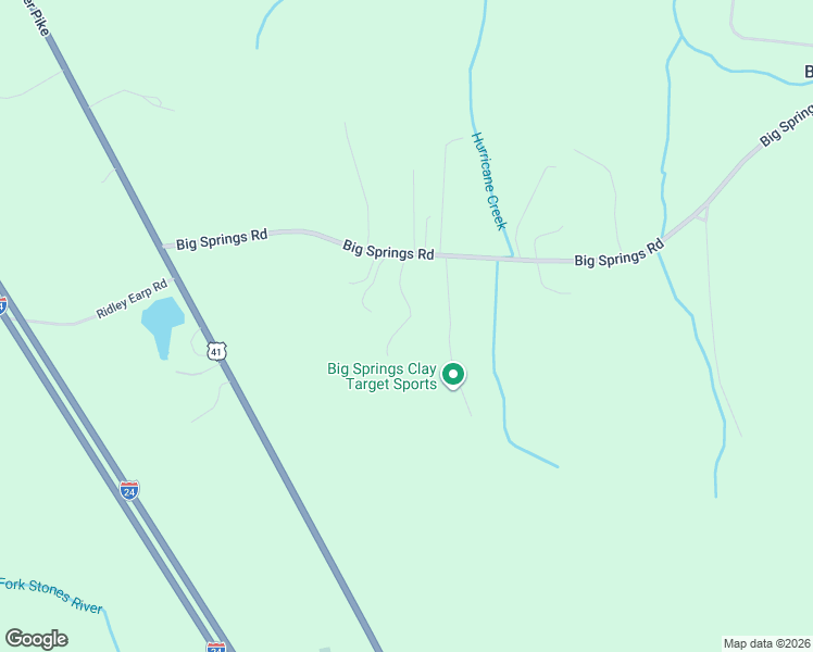 map of restaurants, bars, coffee shops, grocery stores, and more near 8600 Big Springs Road in Rutherford