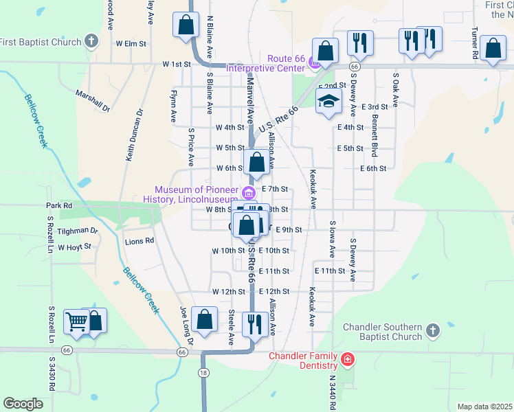 map of restaurants, bars, coffee shops, grocery stores, and more near 722 Manvel Avenue in Chandler