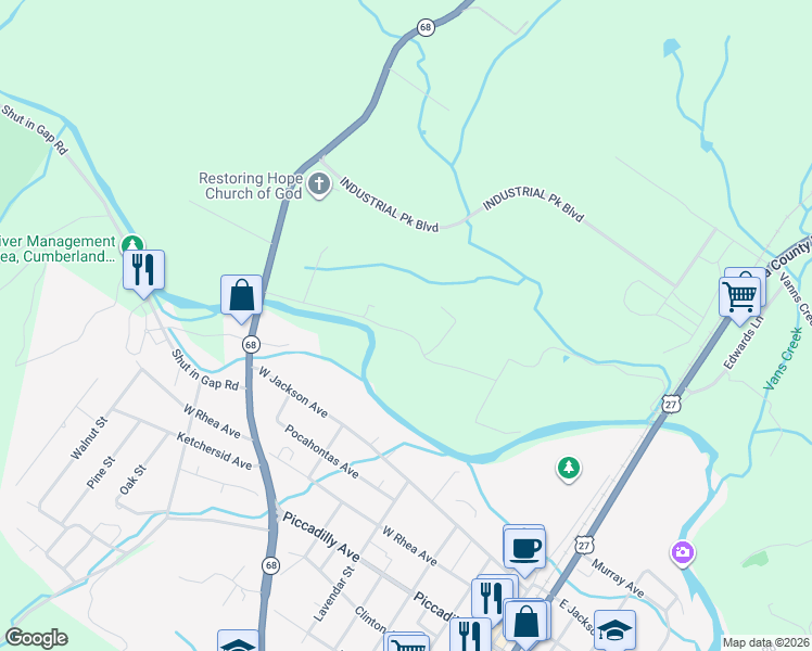 map of restaurants, bars, coffee shops, grocery stores, and more near 976 Sandtown Road in Spring City