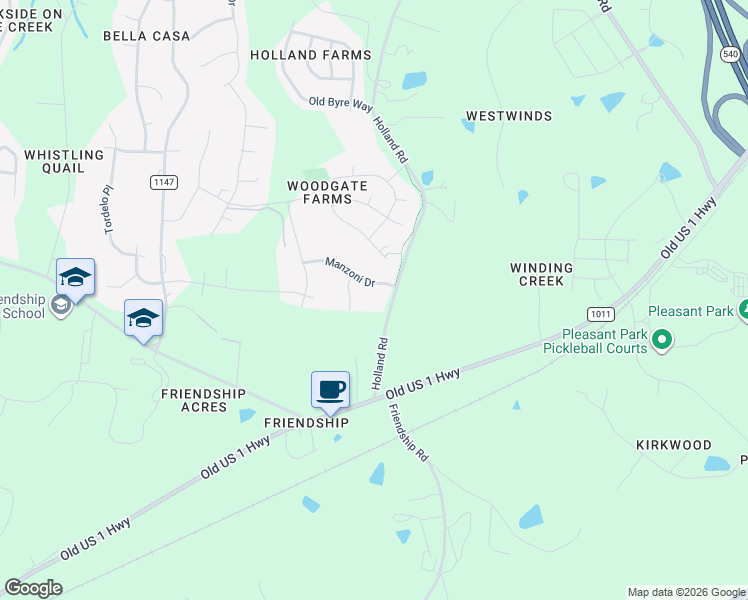 map of restaurants, bars, coffee shops, grocery stores, and more near 3020 Holland Road in Apex