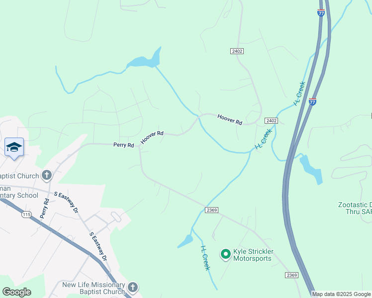 map of restaurants, bars, coffee shops, grocery stores, and more near 361 Hoover Road in Troutman