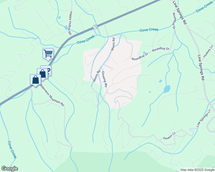 map of restaurants, bars, coffee shops, grocery stores, and more near 3535 Ginseng Way in Pigeon Forge