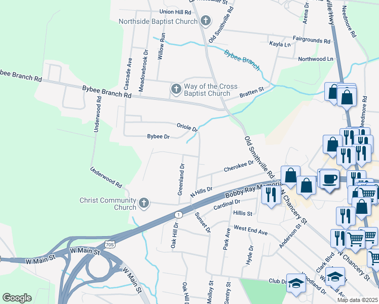 map of restaurants, bars, coffee shops, grocery stores, and more near 108 Vinewood Road in McMinnville