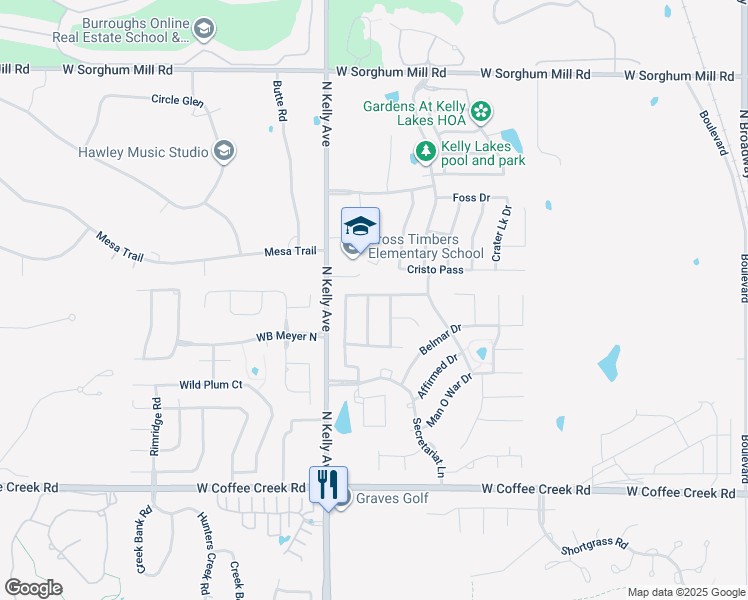 map of restaurants, bars, coffee shops, grocery stores, and more near 4708 Silver Charm Lane in Edmond