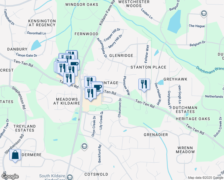 map of restaurants, bars, coffee shops, grocery stores, and more near 212 Sonoma Valley Drive in Cary
