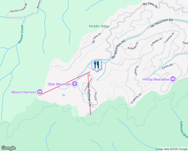 map of restaurants, bars, coffee shops, grocery stores, and more near 1339 Ski Mountain Road in Gatlinburg