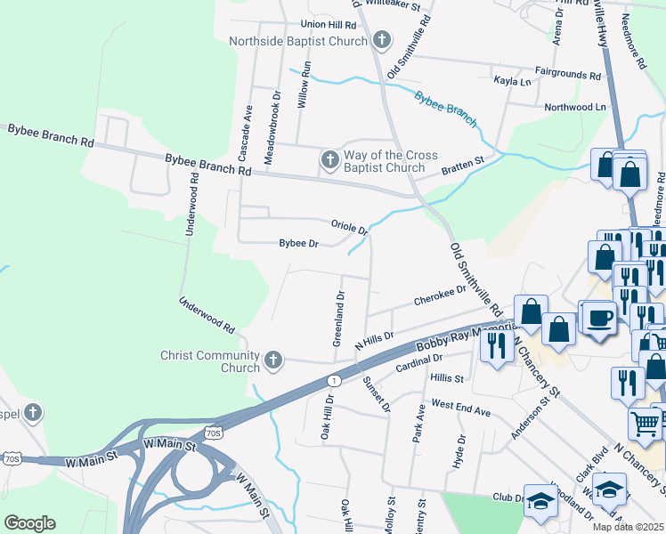 map of restaurants, bars, coffee shops, grocery stores, and more near in McMinnville