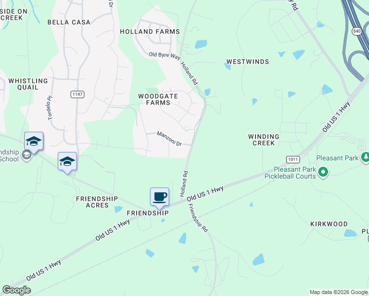 map of restaurants, bars, coffee shops, grocery stores, and more near 3020 Holland Road in Apex
