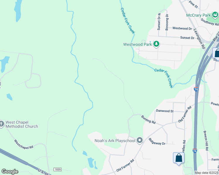 map of restaurants, bars, coffee shops, grocery stores, and more near 1185 Bunting Road in Asheboro