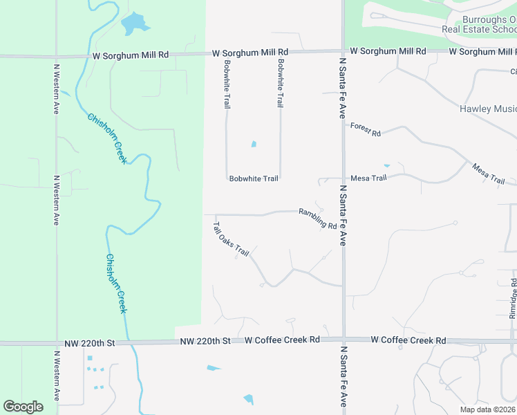 map of restaurants, bars, coffee shops, grocery stores, and more near 2401 Rambling Road in Edmond