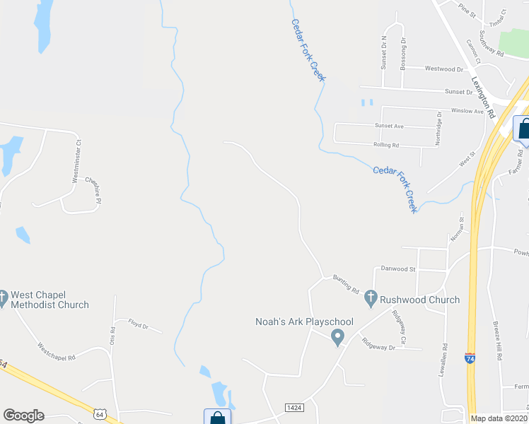 map of restaurants, bars, coffee shops, grocery stores, and more near 1185 Bunting Road in Asheboro