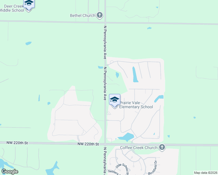 map of restaurants, bars, coffee shops, grocery stores, and more near 22701 North Pennsylvania Avenue in Edmond