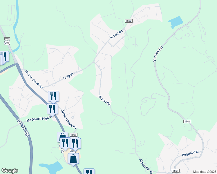 map of restaurants, bars, coffee shops, grocery stores, and more near 1440 Airport Road in Marion