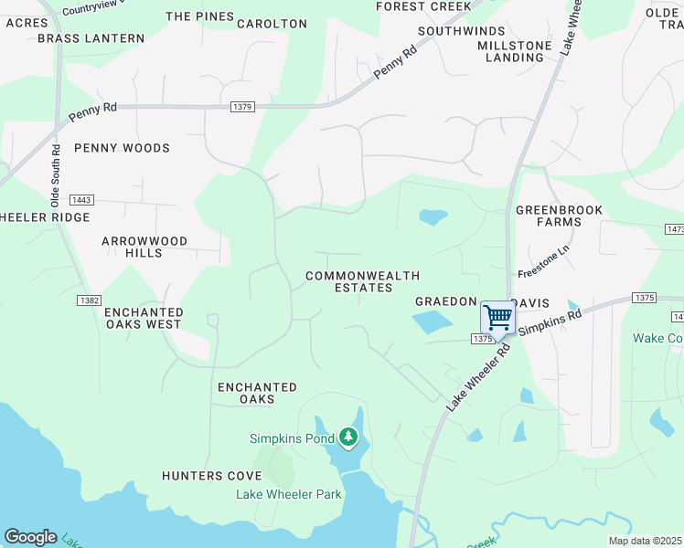 map of restaurants, bars, coffee shops, grocery stores, and more near Hickory Leaf Drive in Raleigh