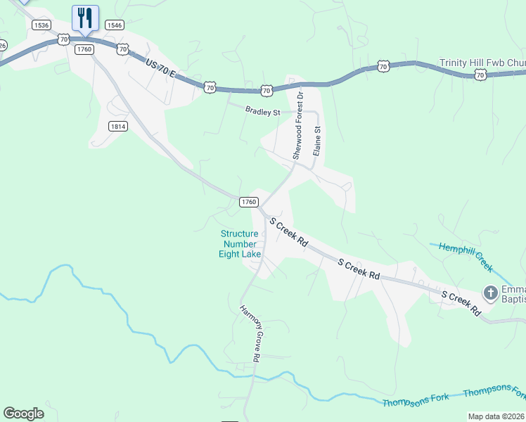 map of restaurants, bars, coffee shops, grocery stores, and more near 963 Harmony Grove Road in Nebo