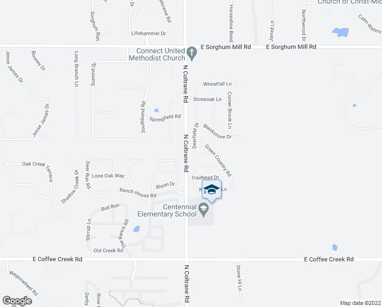 map of restaurants, bars, coffee shops, grocery stores, and more near 4817 Deerfield Drive in Edmond