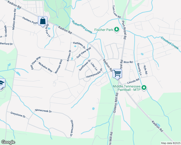 map of restaurants, bars, coffee shops, grocery stores, and more near 5003 Geranium Drive in Spring Hill
