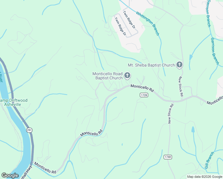 map of restaurants, bars, coffee shops, grocery stores, and more near 15 Monnie Jones Road in Weaverville