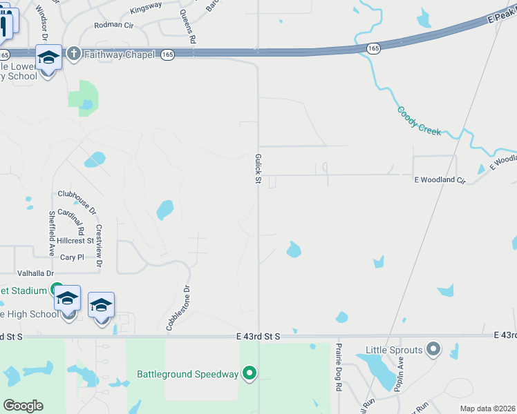 map of restaurants, bars, coffee shops, grocery stores, and more near Gulick Street in Muskogee