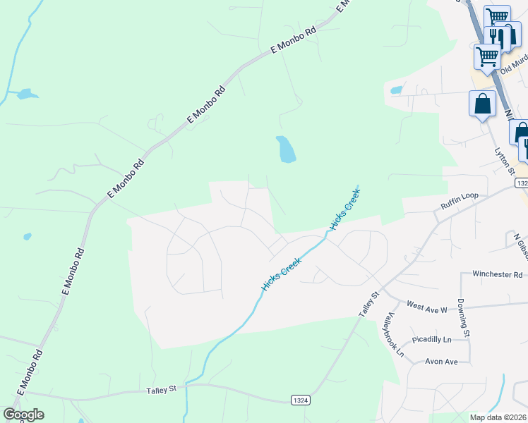 map of restaurants, bars, coffee shops, grocery stores, and more near 437 State Road 1324 in Troutman