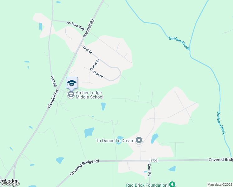 map of restaurants, bars, coffee shops, grocery stores, and more near 502 Coharie Drive in Wendell
