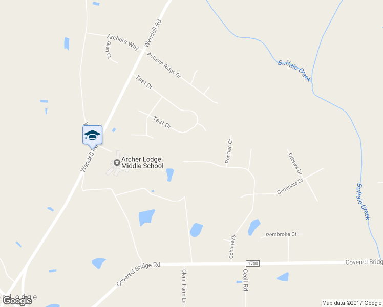 map of restaurants, bars, coffee shops, grocery stores, and more near 502 Coharie Drive in Wendell