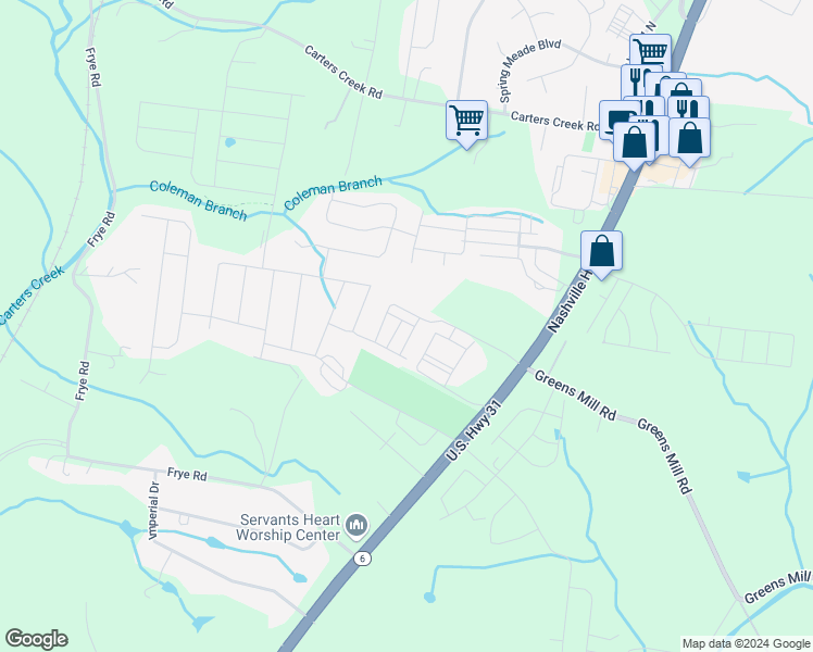 map of restaurants, bars, coffee shops, grocery stores, and more near 2564 Napa Valley Way in Columbia