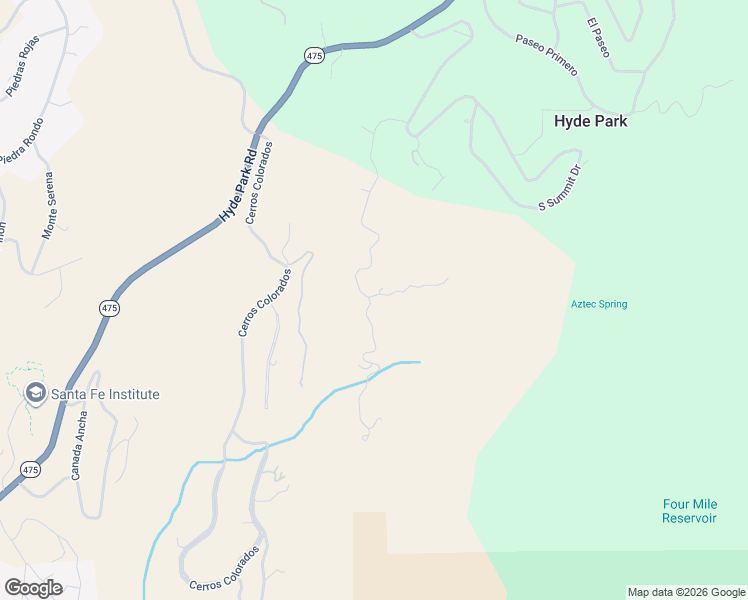 map of restaurants, bars, coffee shops, grocery stores, and more near 2605 South Summit Ridge in Santa Fe