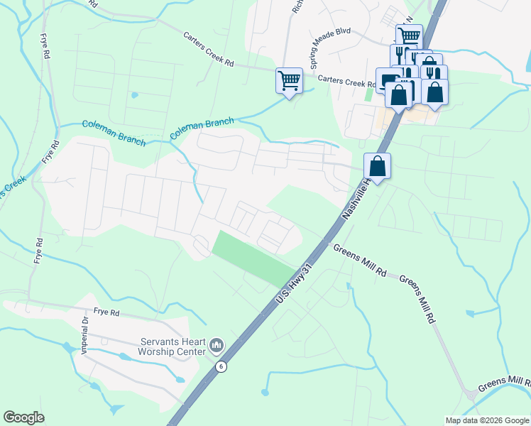 map of restaurants, bars, coffee shops, grocery stores, and more near 2579 Napa Valley Way in Columbia
