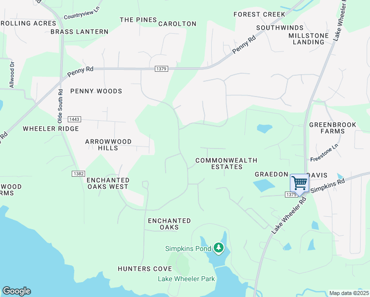map of restaurants, bars, coffee shops, grocery stores, and more near 5109 Birchleaf Drive in Raleigh
