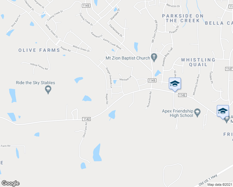 map of restaurants, bars, coffee shops, grocery stores, and more near 2918 Malvina Terrace in Apex