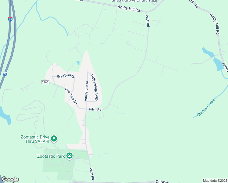map of restaurants, bars, coffee shops, grocery stores, and more near Pilch Road in Troutman
