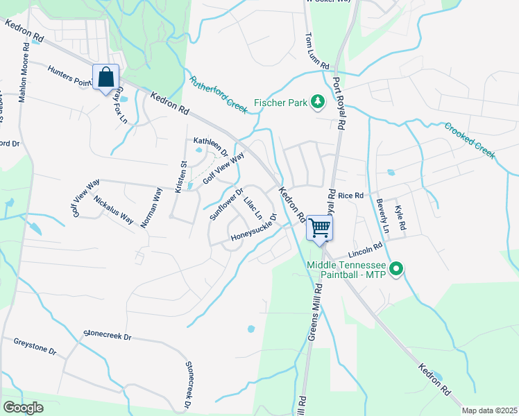 map of restaurants, bars, coffee shops, grocery stores, and more near 4006 Lilac Lane in Spring Hill