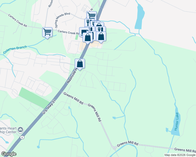 map of restaurants, bars, coffee shops, grocery stores, and more near 3001 Persimmon Street in Columbia