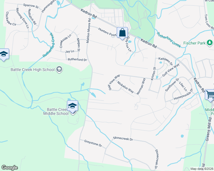 map of restaurants, bars, coffee shops, grocery stores, and more near 1104 Golf View Way in Spring Hill