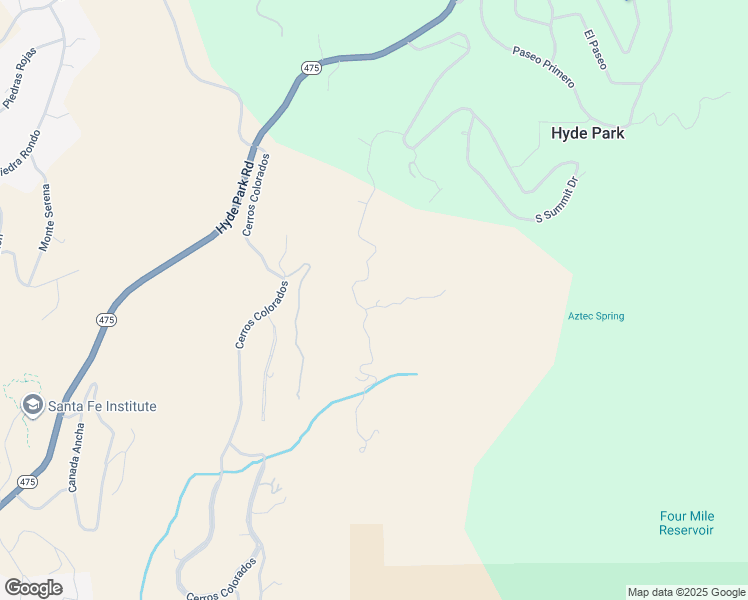 map of restaurants, bars, coffee shops, grocery stores, and more near 2605 South Summit Ridge in Santa Fe