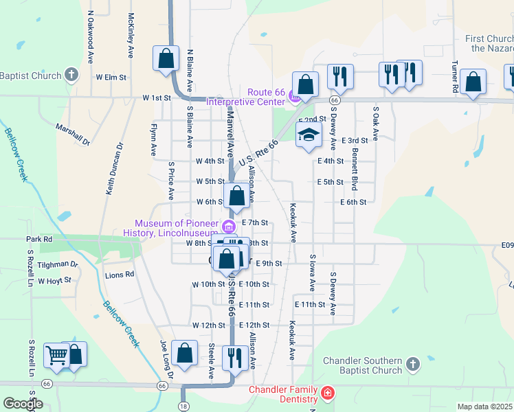 map of restaurants, bars, coffee shops, grocery stores, and more near 602 Allison Avenue in Chandler