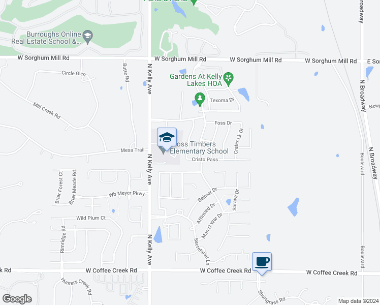 map of restaurants, bars, coffee shops, grocery stores, and more near 4816 Arbuckle Drive in Edmond