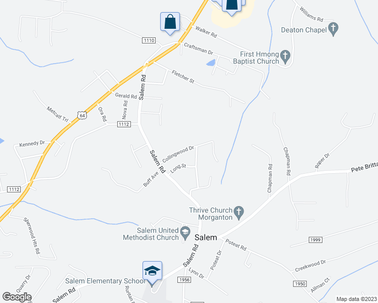 map of restaurants, bars, coffee shops, grocery stores, and more near 118 Collingwood Drive in Morganton