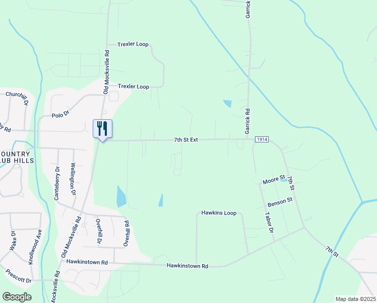 map of restaurants, bars, coffee shops, grocery stores, and more near 250 Ridenhour Road in Salisbury