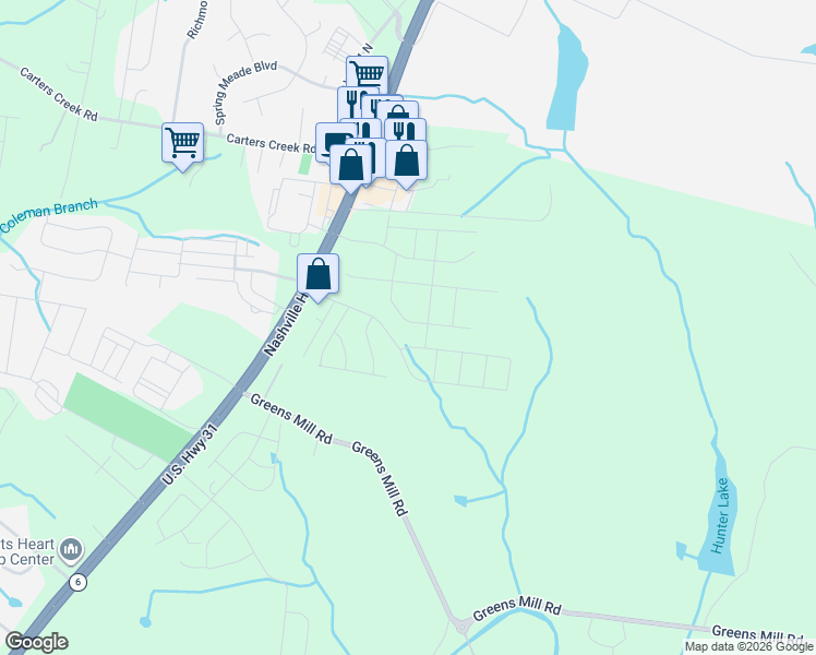 map of restaurants, bars, coffee shops, grocery stores, and more near 3001 Persimmon Street in Columbia