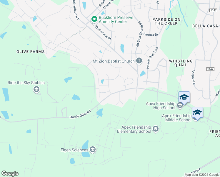 map of restaurants, bars, coffee shops, grocery stores, and more near 2183 McKenzie Ridge Lane in Apex