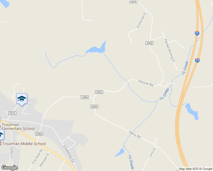 map of restaurants, bars, coffee shops, grocery stores, and more near 612 Hoover Road in Troutman