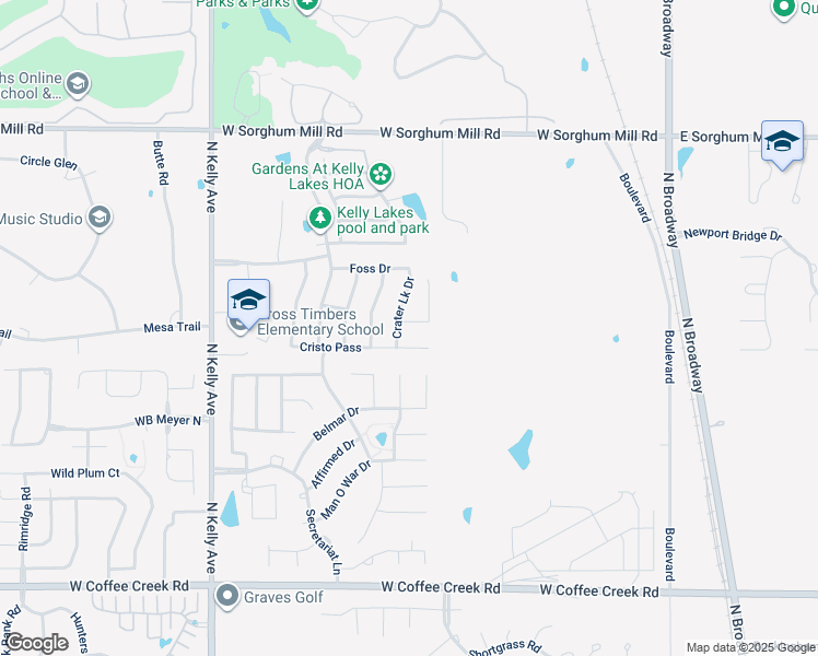 map of restaurants, bars, coffee shops, grocery stores, and more near 524 Etling Lane in Edmond