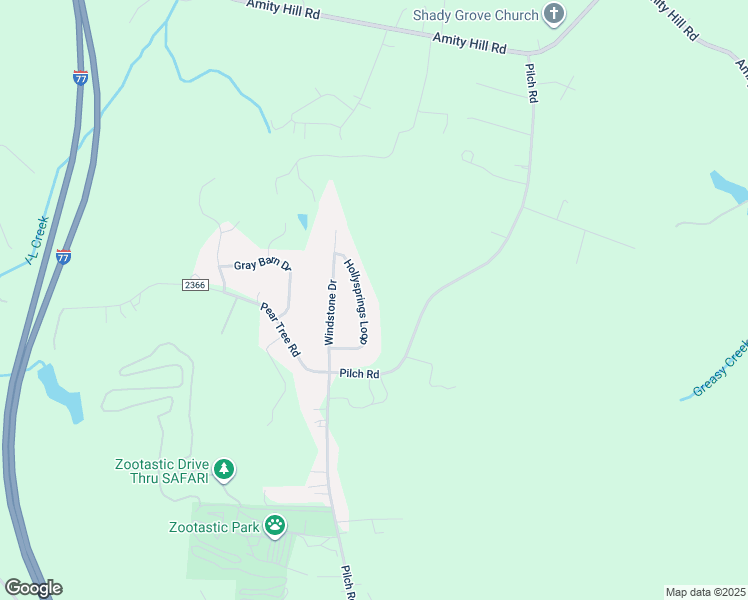map of restaurants, bars, coffee shops, grocery stores, and more near 296 Pilch Road in Troutman