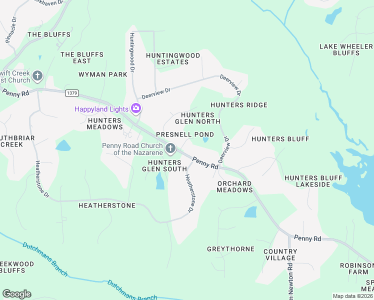 map of restaurants, bars, coffee shops, grocery stores, and more near 2721 Glassman Lane in Raleigh